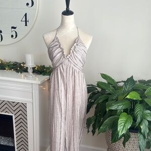 SHEIN Halter Jumpsuit in Cream and Brown NWOT
